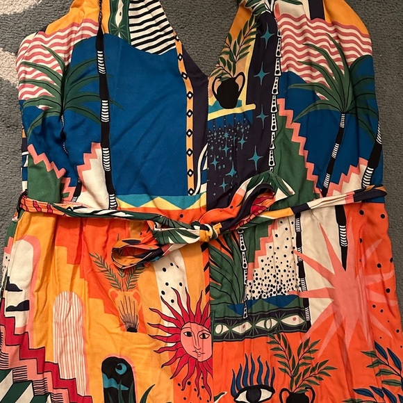 Farm Rio x Anthropologie Halter Jumpsuit, Size Large - Picture 8 of 16